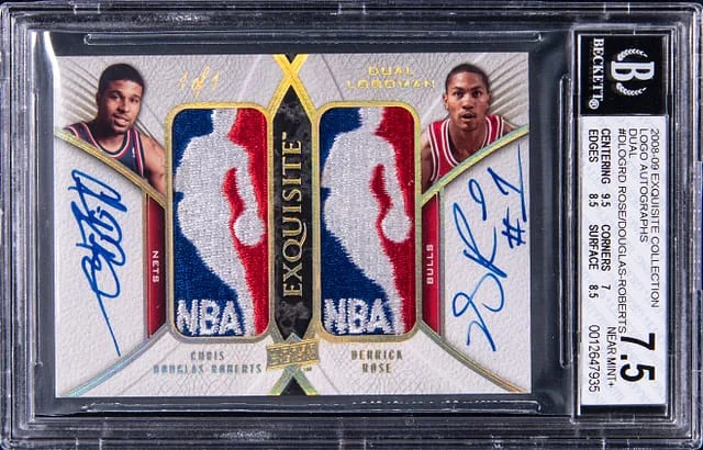 2008-09 Upper Deck Exquisite Collection Derrick Rose/Chris Douglas-Roberts Dual Logoman Autographs #DLOG-RD card image