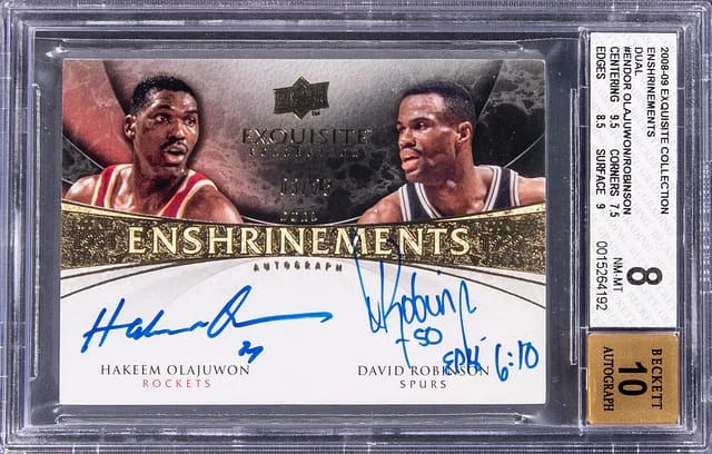 2008-09 Upper Deck Exquisite Collection Hakeem Olajuwon/David Robinson Enshrinements Dual #END-OR card image