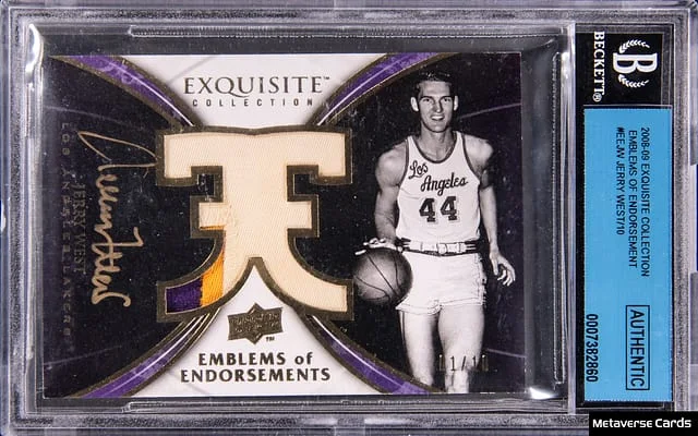 2008-09 Upper Deck Exquisite Collection Jerry West Emblems of Endorsement #EE-JW card image