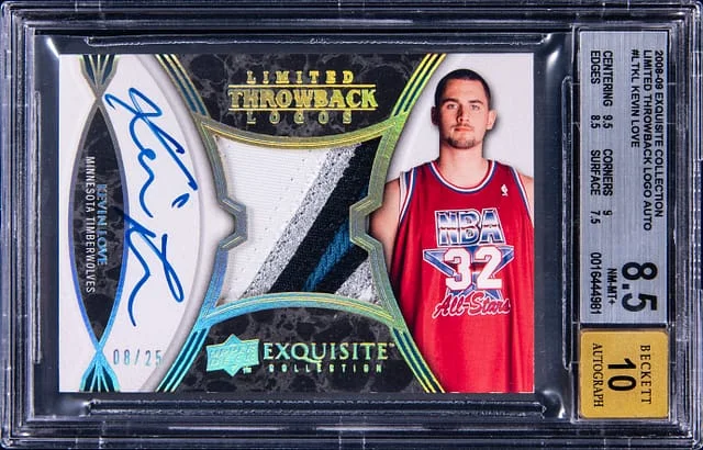 2008-09 Upper Deck Exquisite Collection Kevin Love Limited Throwback Logo Autographs #LT-KL card image