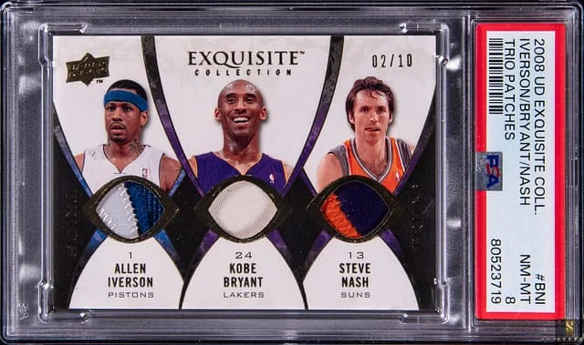 2008-09 Upper Deck Exquisite Collection Kobe Bryant/Allen Iverson/Steve Nash Trio Patches #TP-BNI card image