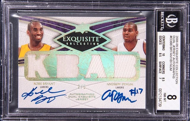 2008-09 Upper Deck Exquisite Collection Kobe Bryant/Andrew Bynum Dual Jersey Autographs #ED-BB card image