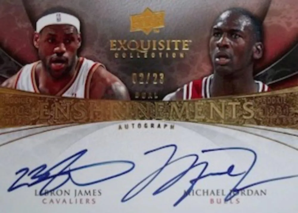 2008-09 Upper Deck Exquisite Collection Lebron James Enshrinements Dual #END-JJ card image