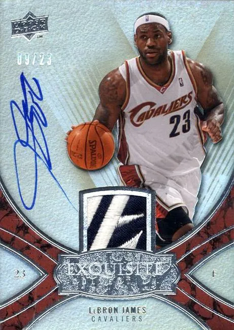 2008-09 Upper Deck Exquisite Collection Lebron James Player Box Patches Autographs #PBAM-LJ card image
