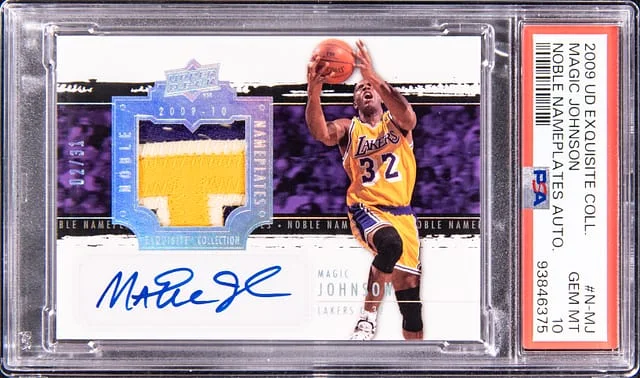2008-09 Upper Deck Exquisite Collection Magic Johnson Noble Nameplates Autograph #N-MJ card image