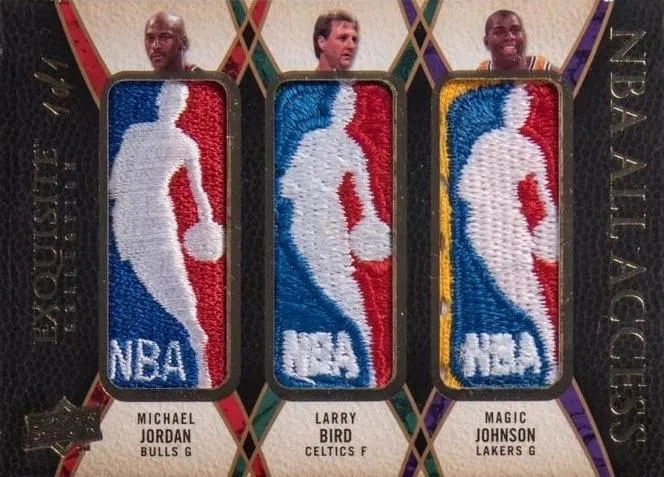 2008-09 Upper Deck Exquisite Collection Michael Jordan NBA All-Access Triple Logos #TRIP-JJB card image
