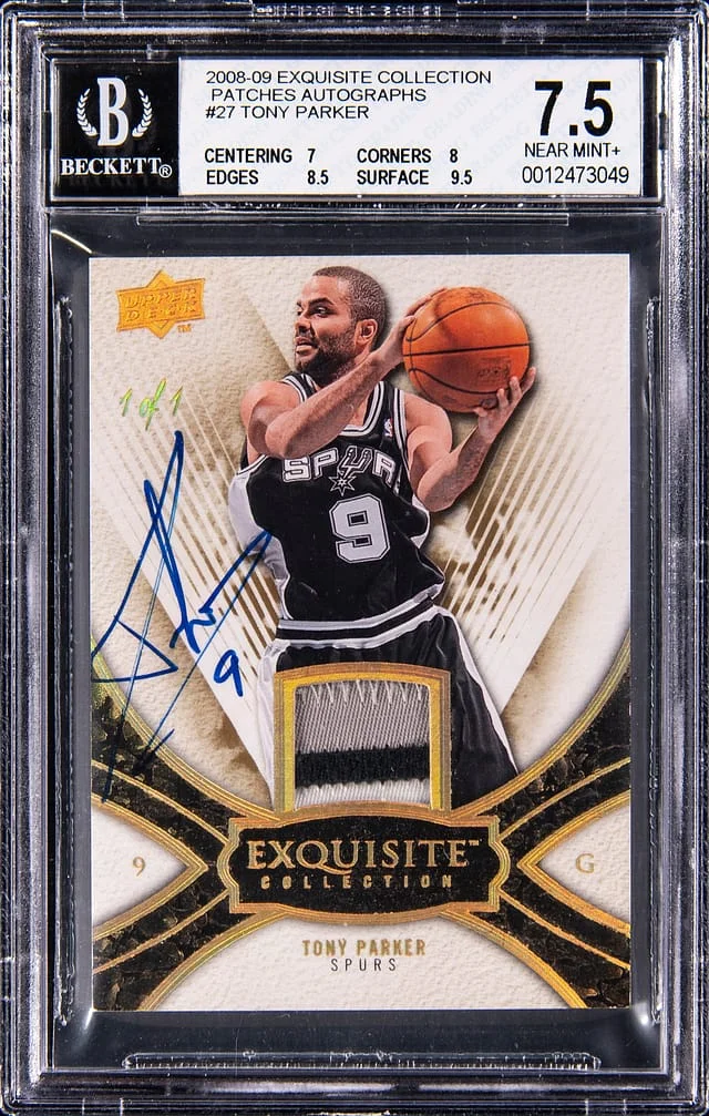 2008-09 Upper Deck Exquisite Collection Tony Parker Patches Autographs #27 card image