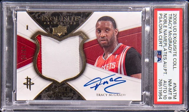 2008-09 Upper Deck Exquisite Collection Tracy McGrady Noble Nameplates Autograph Patch #NA-TM card image