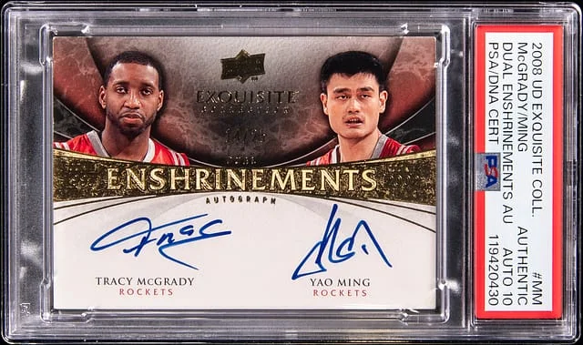 2008-09 Upper Deck Exquisite Collection Tracy McGrady/Yao Ming Dual Enshrinements Autograph #END-MM card image