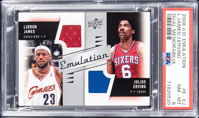 2008-09 Upper Deck LeBron James/Julius Erving Emulation Dual Memorabilia #E-EJ card image