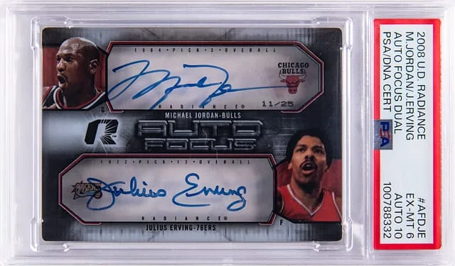 2008-09 Upper Deck Michael Jordan/Julius Erving Radiance Auto Focus Dual #AFD-JE card image