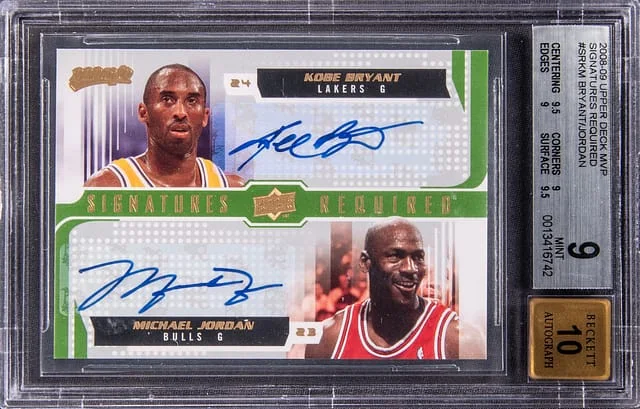 2008-09 Upper Deck MVP Kobe Bryant/Michael Jordan Signatures Required #SR-KM card image