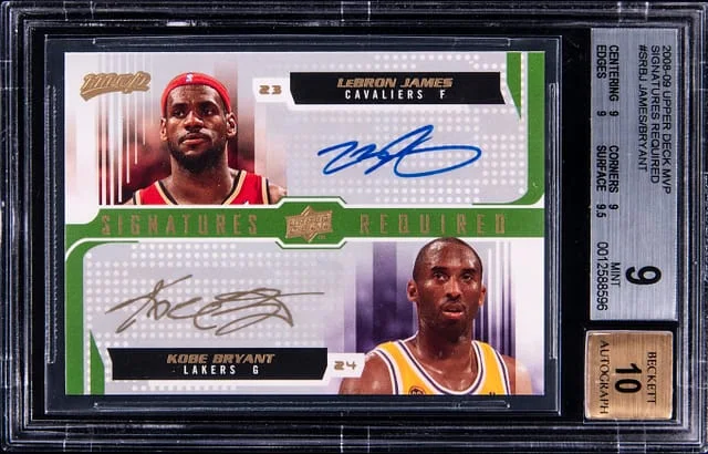 2008-09 Upper Deck MVP LeBron James/Kobe Bryant Signatures Required #SR-BJ card image
