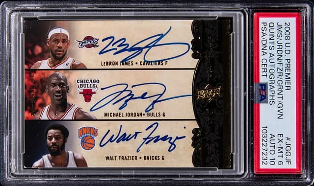2008-09 Upper Deck Premier James/Jordan/Frazier/Garnett/Gervin Multi-Signed Quints Autographs #P5-JGGJF card image