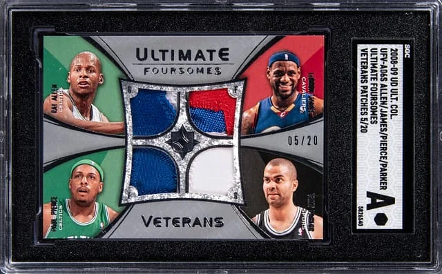 2008-09 Upper Deck Ray Allen/LeBron James/Tony Parker/Paul Pierce Game-Used Ultimate Foursomes Veterans Patches #UFV-A06S card image