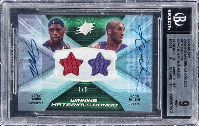 2008-09 Upper Deck SPx LeBron James/Kobe Bryant Winning Materials Combos Autographs #WMC-BJ card image