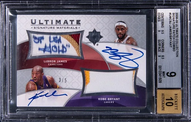 2008-09 Upper Deck Ultimate Collection LeBron James/Kobe Bryant Signature Patch Combo #UMC-BJ card image