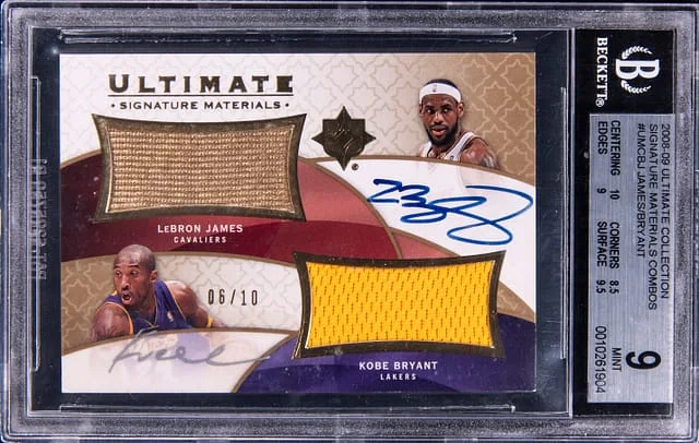 2008-09 Upper Deck Ultimate Collection LeBron James/Kobe Bryant Signature Materials Combo #UMCBJ card image