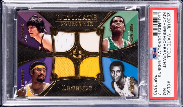 2008-09 Upper Deck Ultimate Collection Maravich/Parish/Chamberlain/White Legends Foursomes Jerseys #UFL-CLSC card image