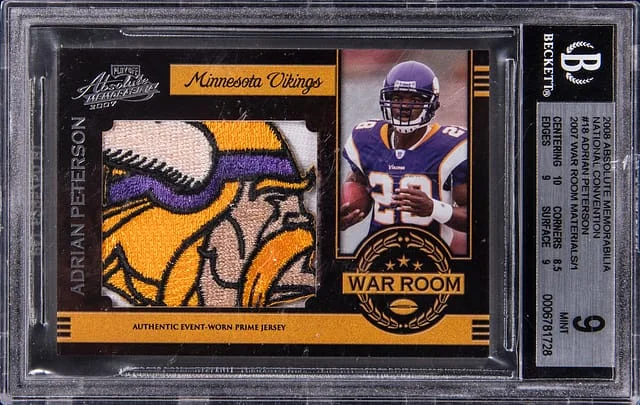 2008 Absolute Adrian Peterson Memorabilia National Convention 2007 War Room Materials #WR-18 card image