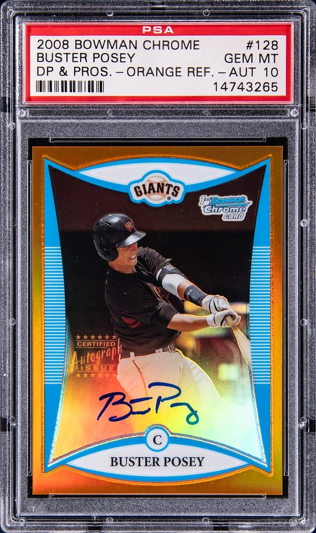 2008 Bowman Chrome Draft Buster Posey Picks & Prospects Autographs Refractor #128 card image