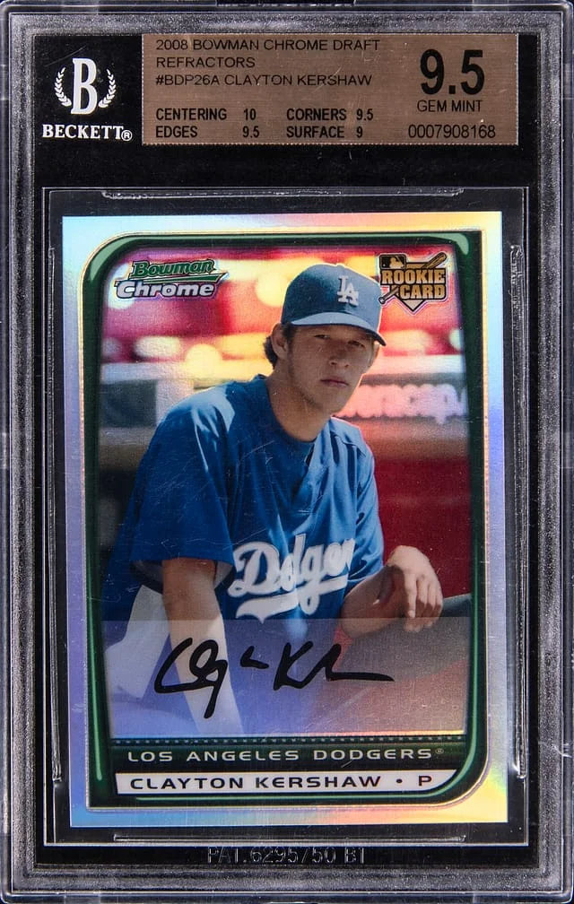 2008 Bowman Chrome Draft Clayton Kershaw Refractor #BDP26A card image