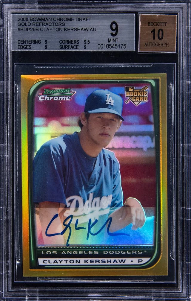 2008 Bowman Chrome Draft Clayton Kershaw Autograph Refractor #BDP26B card image