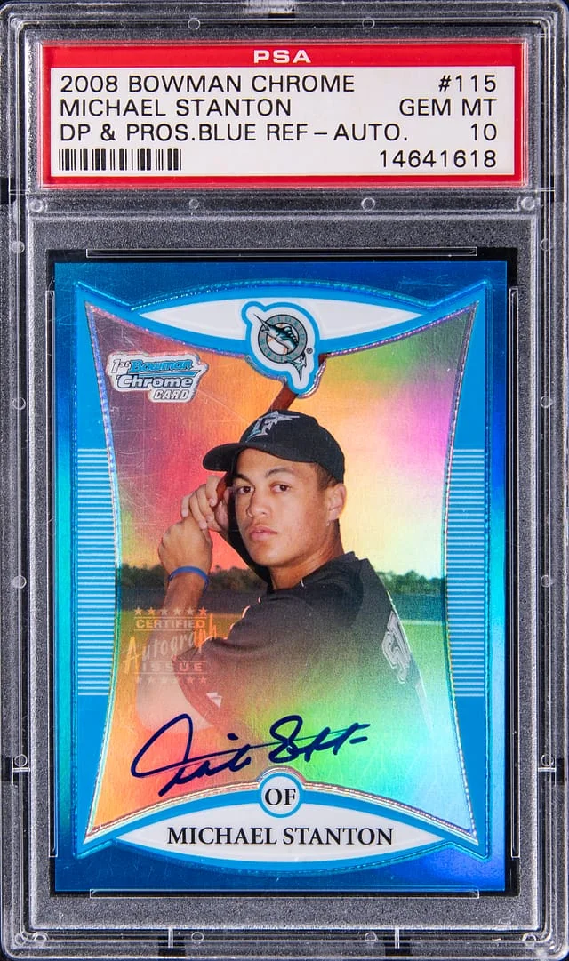 2008 Bowman Chrome Draft Giancarlo Stanton Picks & Prospects Autographs Blue Refractor #115 card image