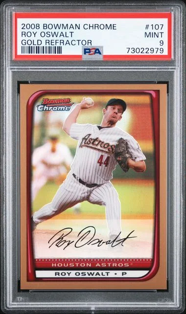 2008 Bowman Chrome Roy Oswalt Gold Refractor #107 card image