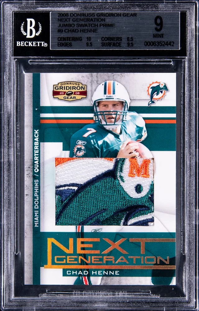 2008 Donruss Chad Henne Gridiron Gear Next Generation Jumbo Swatch Prime #9 card image