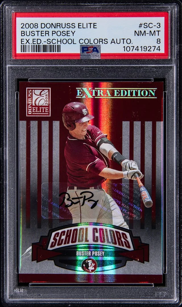 2008 Donruss Elite Extra Edition Buster Posey School Colors Autograph #SC-3 card image