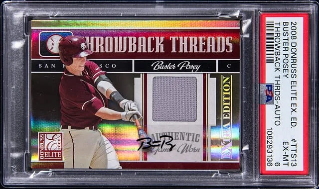 2008 Donruss Elite Extra Edition Buster Posey Throwback Threads Autograph #TTS-13 card image