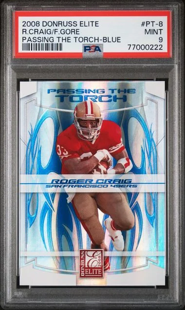 2008 Donruss Elite Frank Gore/Roger Craig Passing The Torch #PT-8 card image