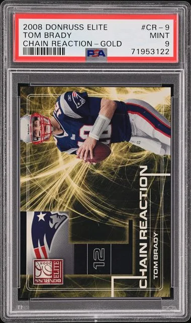 2008 Donruss Elite Tom Brady Chain Reaction Gold #CR-9 card image