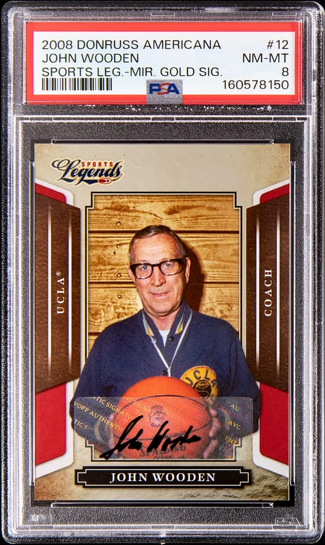 2008 Donruss John Wooden Americana Sports Legends Mirror Gold Signatures #12 card image