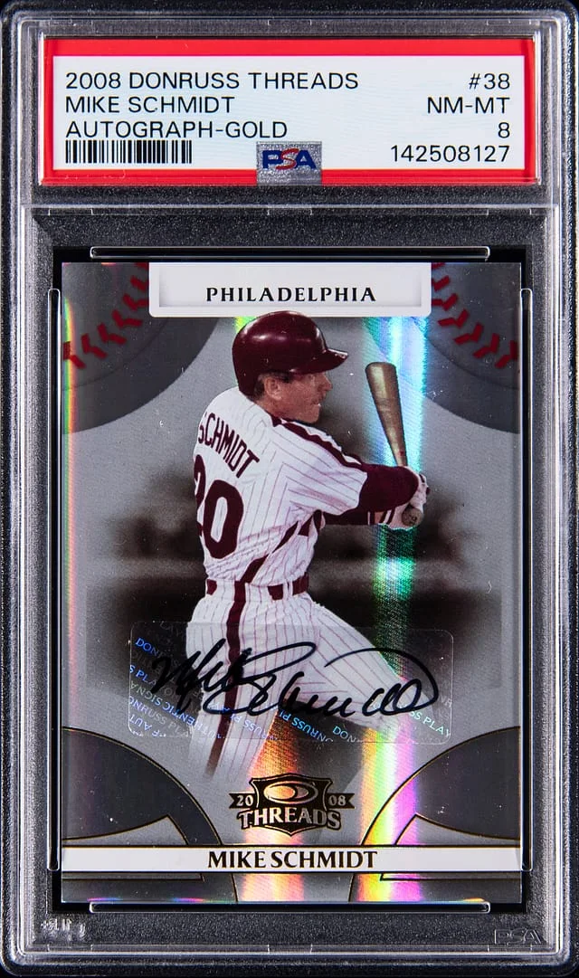 2008 Donruss Mike Schmidt Threads Autograph Gold #38 card image