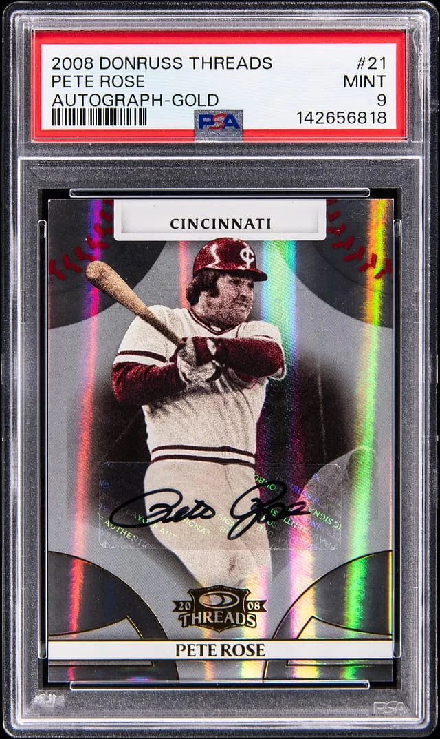 2008 Donruss Pete Rose Threads Autograph Gold #21 card image