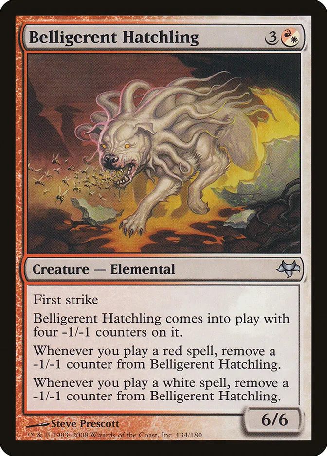 2008 Eventide Belligerent Hatchling uncommon #134 unlisted card image