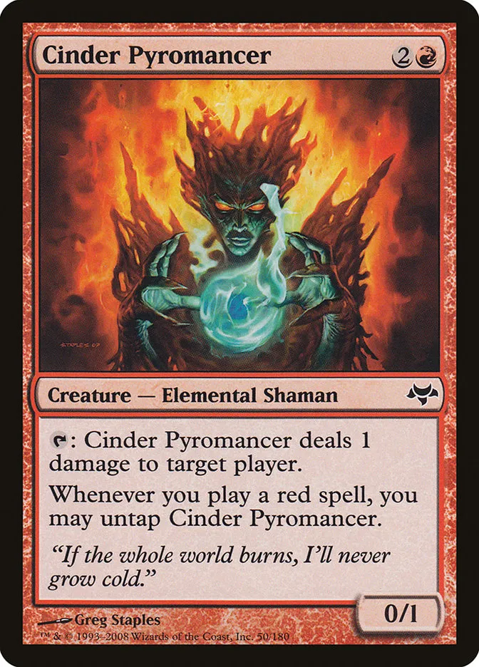 2008 Eventide Cinder Pyromancer common #50 unlisted card image