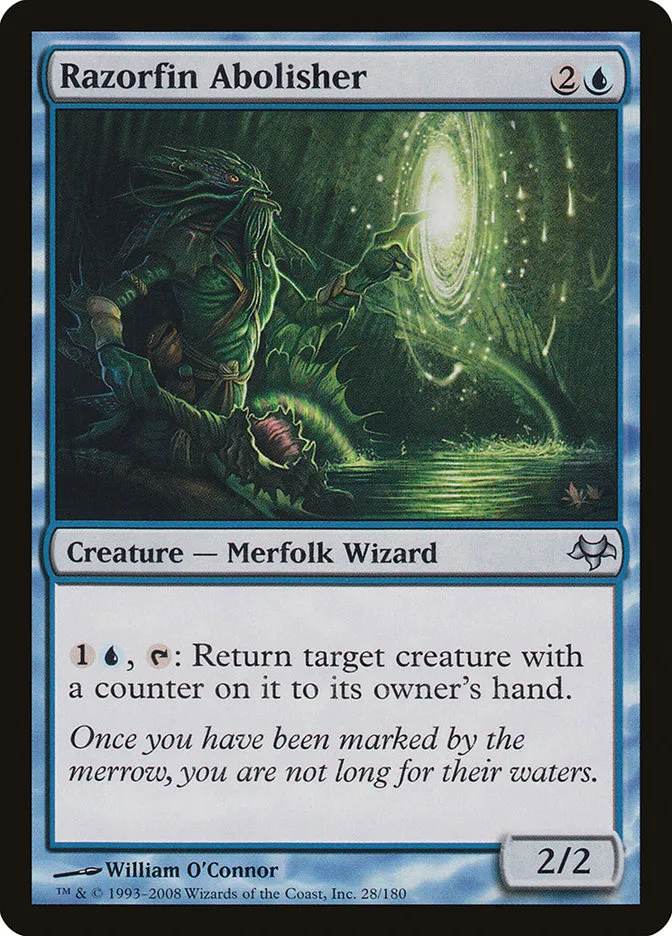 2008 Eventide Razorfin Abolisher uncommon #28 unlisted card image