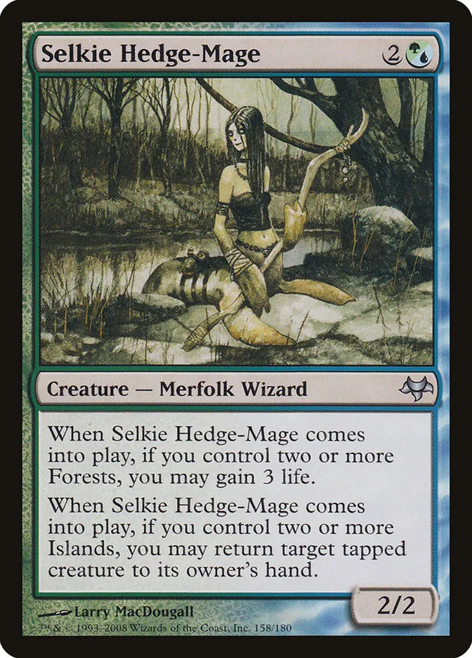 2008 Eventide Selkie Hedge-Mage uncommon #158 unlisted card image