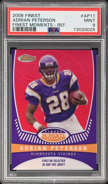 2008 Finest Adrian Peterson Finest Moments Refractor #AP11 card image