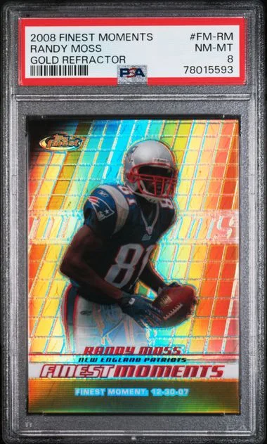 2008 Finest Randy Moss Moments Gold Refractor #FM-RM card image