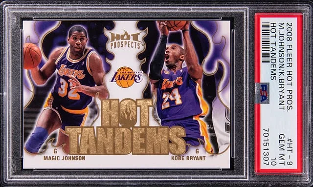 2008 Fleer Hot Prospects Magic Johnson/Kobe Bryant Hot Tandems #HT-9 card image