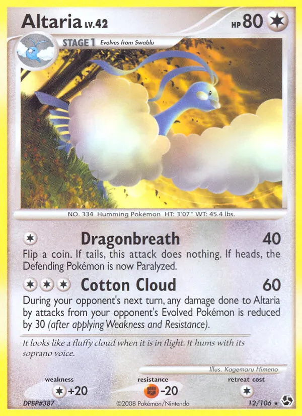 2008 Great Encounters Altaria #012/106 Rare card image