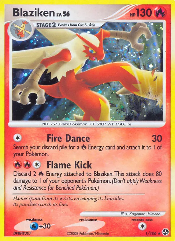 2008 Great Encounters Blaziken Rare Holo #001/106 Rare Holo card image