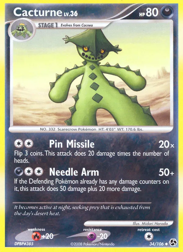 2008 Great Encounters Cacturne Uncommon #034/106 Uncommon card image