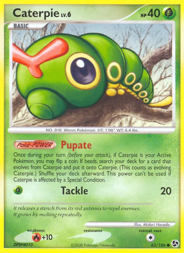 2008 Great Encounters Caterpie Common #063/106 Common card image