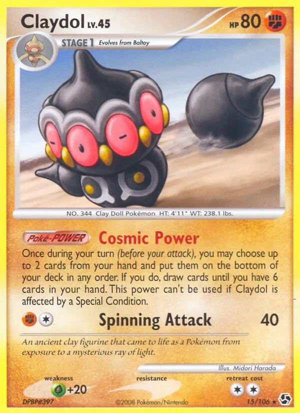 2008 Great Encounters Claydol #015/106 Rare card image