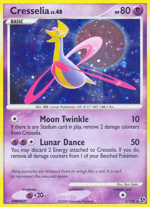 2008 Great Encounters Cresselia #002/106 Rare Holo card image